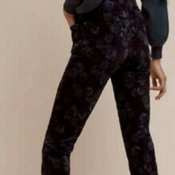 NWOT Anthropologie Pilcro and the Letterpress script velvet skinny floral pants - Picture 2 of 10
